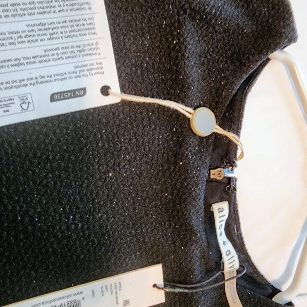 Alice+Olivia NEW w/tags Elegant Black Long Sleeve Shimmer Dress - Picture 3 of 3